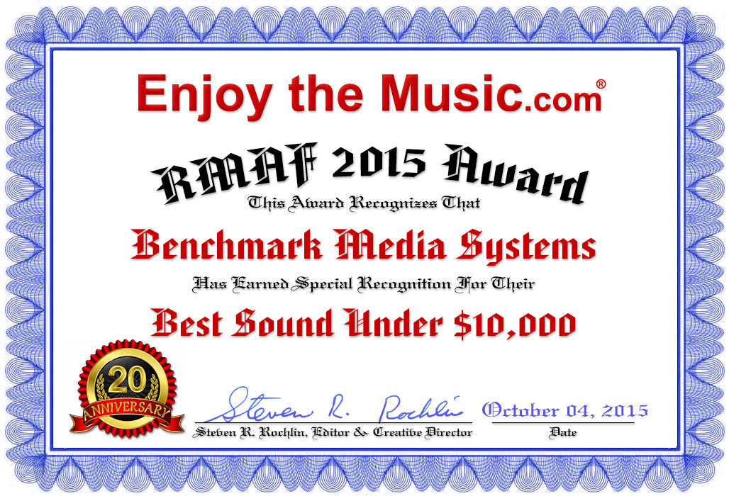 Enjoy the Music.com RMAF 2015 Award - Best sound under $10,000