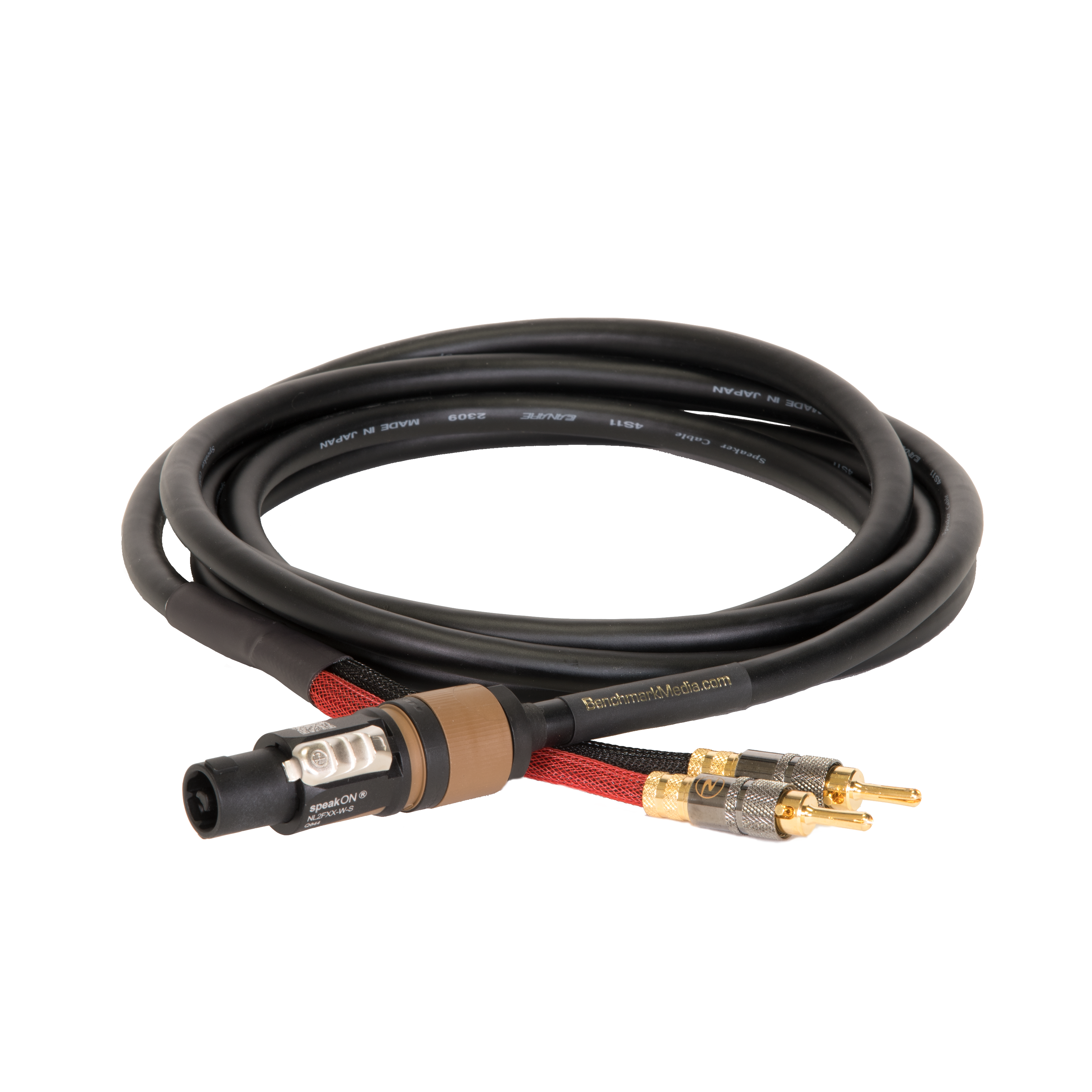Benchmark Speaker Cable - NL2 to Banana - 2 pole – Benchmark Media Benchmark Speaker Cable - NL2 to Banana - 2 pole – Benchmark Media