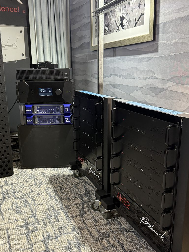 Two Racks of Benchmark AHB2 Power Amplifiers