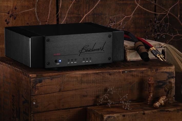 Benchmark AHB2 on a rustic wooden box