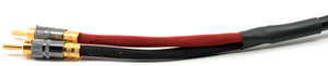 Cable end details showing red and black protective braid