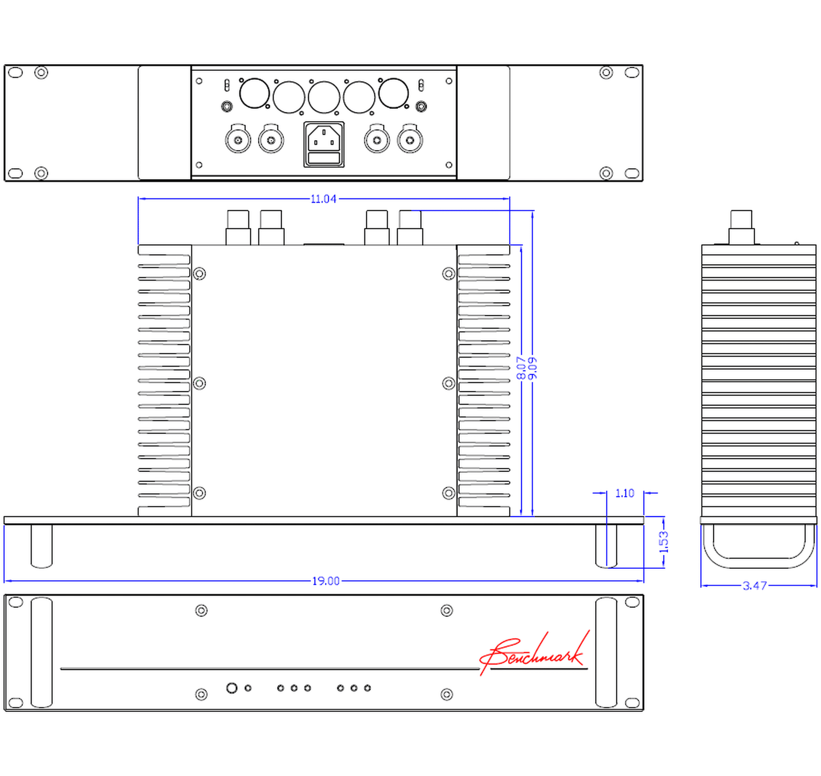 Benchmark AHB2 Rackmount dimensions