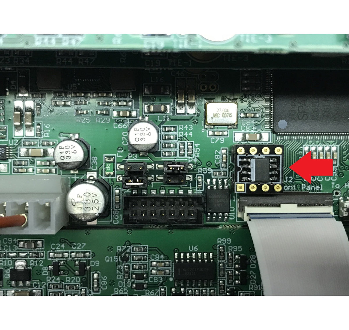 Arrow points to installed upgrade kit