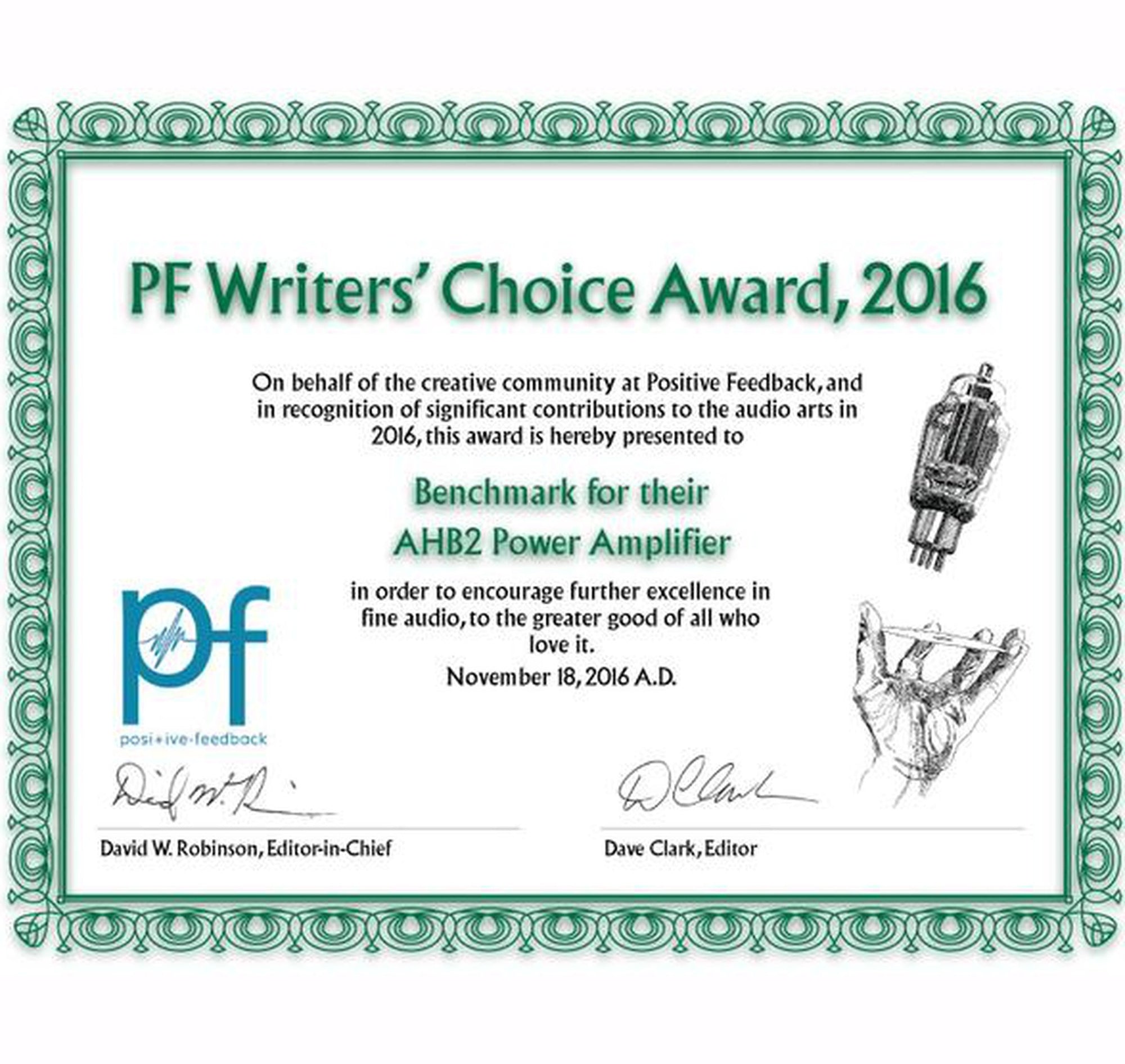 Positive Feedback Writers' Choice Award, 2016