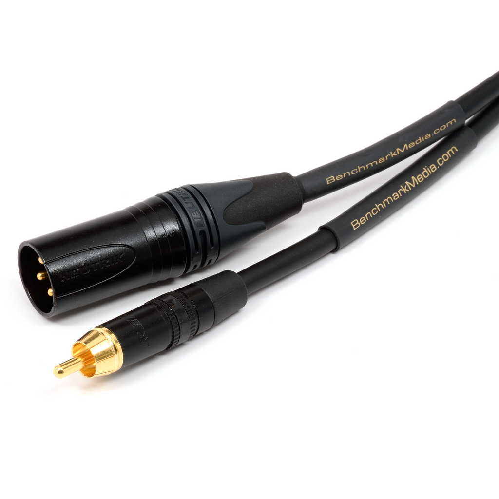 Benchmark RCA to XLRM Adapter Cable for Analog Audio - pin 3 to RCA shield